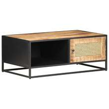 Coffee Table 90x50x35 Cm Rough Mango Wood And Natural Cane - Brown - View 10