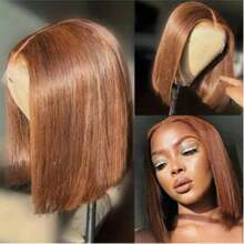 16 Inch 180% Density Glueless Wear And Go Wigs Human Blended Hair For Women 13x4 Lace Front Wigs Human Blended Hair 180 Density Bone Straight Brazilian Human Blended Hair HD Lace Front Wigs Pre Plucked With Baby Hair Edges Straight Lace Frontal Wigs Human Blended Hair Brown - Brown - View 5