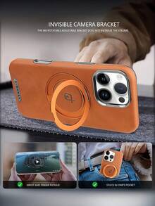 1 chiếc ốp lưng điện thoại bằng da có nam châm, chống rơi vỡ, bảo vệ toàn diện, phù hợp với Apple 16/15/14/13/12 Pro Max Plus, S23 24 25 Ultra, Mate 60 70 Pro Series, ốp bảo vệ điện thoại cao cấp dành cho doanh nhân. - màu nâu - Xem 6