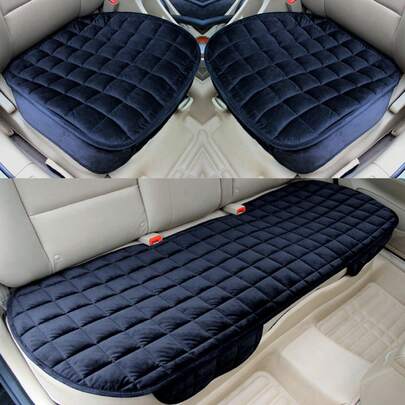 1 pieza/3 piezas Fundas para asientos de coche, Funda de asiento universal de felpa de lujo para todas las estaciones, Fundas protectoras cómodas para asientos delanteros y traseros de sedán y SUV, Base antideslizante de goma con bolsillos de almacenamiento, Accesorios para automóvil