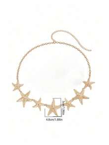 1件海洋度假风海星腰链，性感沙滩仿珍珠花朵身体链，适合女性日常及度假穿着 - 款式1 - 查看 4