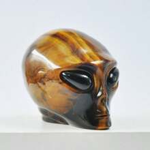 Tượng đầu người ngoài hành tinh chạm khắc từ đá mắt hổ tự nhiên, đồ thủ công mỹ nghệ bằng ngọc bích. - Mắt hổ tự nhiên Alien - Xem 6