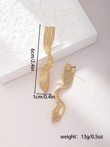 1 Pair Fashionable Versatile Retro Geometric Earrings - Golden - View 5