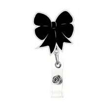 1pc Cute Black Bow Badge Reel, Acrylic Bow Decor ID Badge Holder Clip, Suitable For Nurses, Teachers, Doctors, Healthcare Workers, RN, LPN, CNA, MA, BSN, Badge Reel - A - View 3