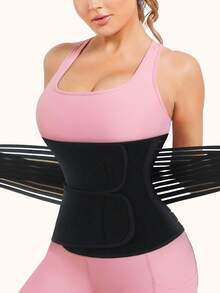 1pc Women's Breathable Waist Trainer, Spring/Summer - Black - View 1