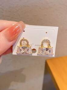 2pcs Luxury Micro-Inlaid Zirconia Handbag Shaped Earrings, Elegant Daily Wear Earrings For Women - Fashion Earrings - View 14