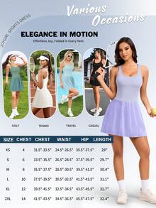 JoyGirl Vestido de golf sin mangas para mujer con bolsillos, shorts incorporados, falda de tenis con cremallera trasera para verano - Púrpura malva - Ver 9
