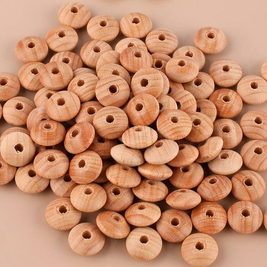 山毛榉木算盘珠、飞碟珠、木片、天然山毛榉木珠，适用于DIY珠宝制作 - 彩色 - 查看 1