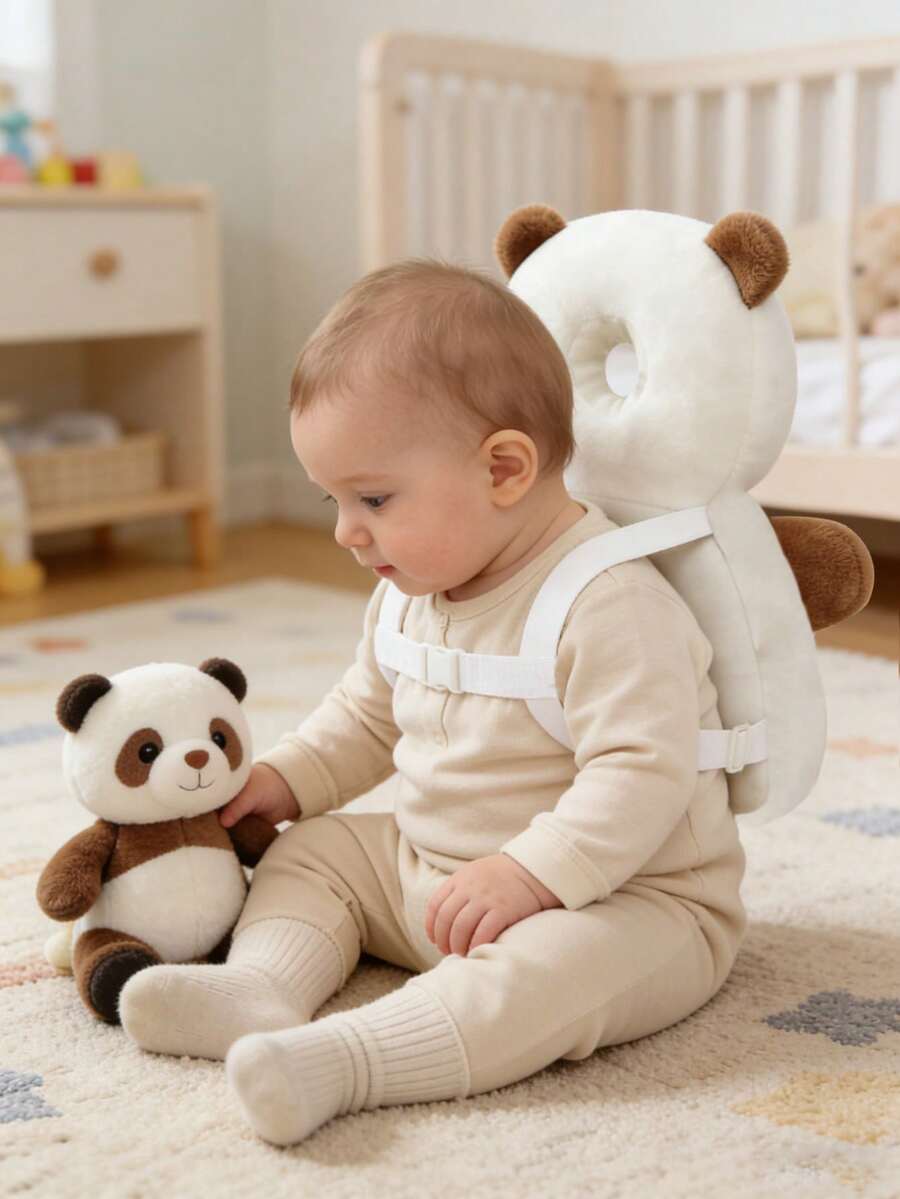 1 chiếc gối đầu hình gấu nâu mới, gối chống ngã, mũ chống va đập nâng cấp cho trẻ nhỏ, gối đầu cho bé, dụng cụ chống va đập cho xe tập đi của bé, ba lô bảo vệ đầu điều chỉnh được cho bé - Thiết kế hình động vật hoạt hình, đồ dùng cho bé