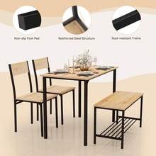 Dining Table And Chairs Set 4, Breakfast Dining Table And 4 Chairs 5 Piece Dining Room Set - Oak - View 4