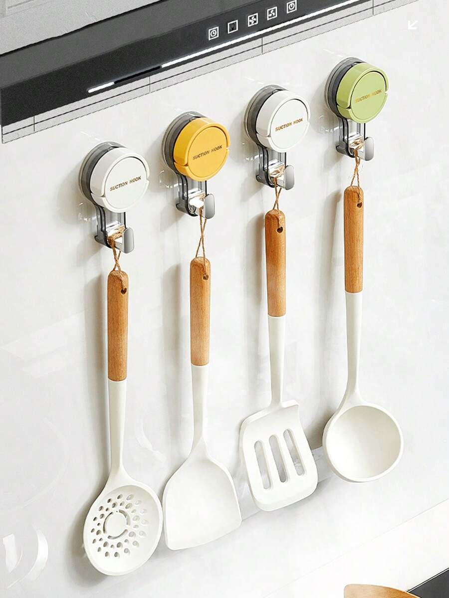 1个现代塑料吸盘壁挂式挂钩，真空密封毛巾挂钩，无需钻孔，可拆卸，实用方便，适用于厨房、浴室和家居收纳。