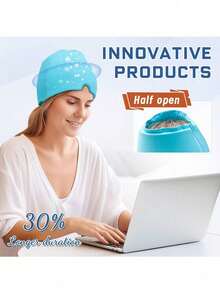 1pc Hot/Cold Therapy Gel Head Mask, Ice Pack Face Mask, Ice Pack For Head And Eyes, Sleep Mask - Baby Blue - View 4