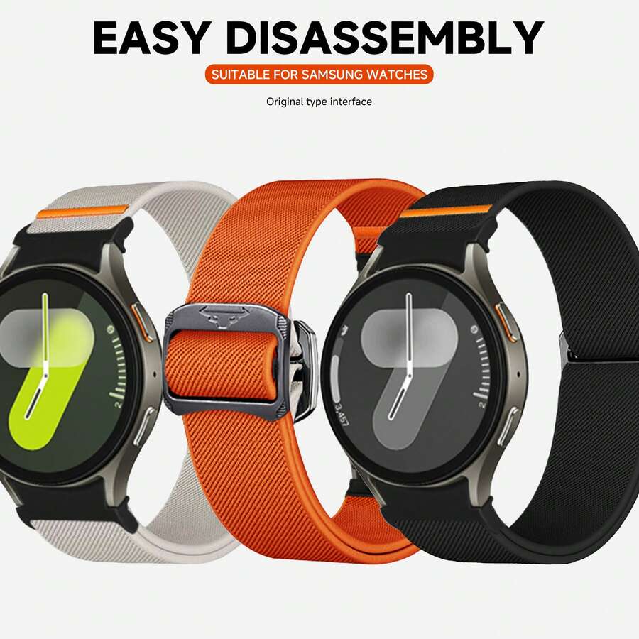 No Gaps Band Compatible With Samsung Galaxy Watch 7 6 5 4 40mm 44mm/5 Pro 45mm Elastic Nylon Bracelet For Galaxy Watch 6 Classic 47mm 43mm Strap - Watch7/6/5/4 - View 1