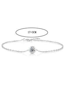 4pcs 925 Silver 2.5ct Moissanite Necklace, Bracelet, Earrings Set, Elegant Fashion Jewelry Suitable For Women's Daily Wear, Party, Vacation, Wedding Anniversary, Gift - 銀色 - 查看 7
