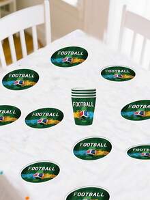 10pcs Soccer Themed Party Supplies Set - Disposable Paper Plates, Cups And Napkins With Flame And Soccer Ball Patterns | Soccer Game Day Decorations, Suitable For Football Watching Parties | Sports Theme Tableware Set For Boys Birthday Party And Adult Soccer Fan Gatherings, Essential For Home Party Decor - Multicolor - View 6