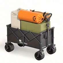 330-650 Lbs Large Capacity Camping Shopping Cart, All-Terrain Folding Handcart, Multi-Functional Camping, Gardening, Beach Shopping Portable Cart, Black Gardening Tool Storage Rack, Sturdy Design, Durable Tire Construction, Heavy-Duty Practical Vehicle. - 650磅(大輪升級) - 查看 12