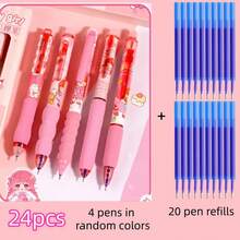 12/24pcs Cute Rabbit Story Erasable Gel Pen Set, Blue Ink, Soft Grip, Animal Theme Stationery, Office Supplies, Back To School Essential Delicate Gift - Cute Rabbit Story Erasable Pen - View 6