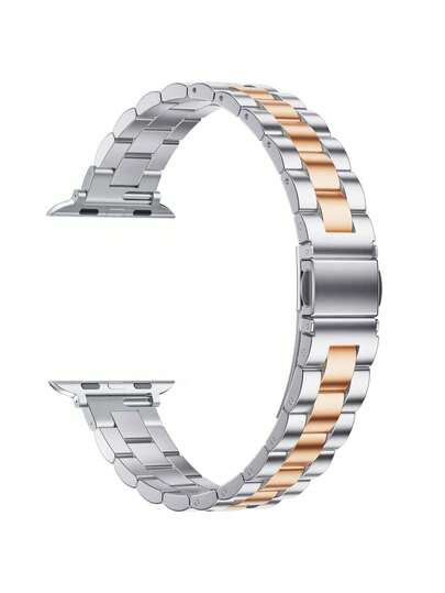 Compatible With Apple Watch Band. 14mm Wide Metal Band In Silver And Rose, Stainless Steel. Adjustable For Men And Women. Suitable For Apple Watch Ultra 3/2/1/SE/S11/S10/S9/S8/S7/S6/S5/S4/S3/S2/S1 Series. Stylish And Elegant, A Popular Choice For Young Women. Perfect As A Gift For Your Girlfriend.