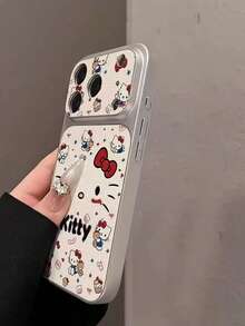SANRIO Cute Blushing KT Cat Expression Full Screen Phone Case, Suitable For IPhone 17 Pro Max, Metal Matte Leather Texture, Fashionable And Protective For IPhone 16/15 Plus, 14 Pro, 13 - Multicolor - View 3
