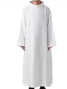 一套中东阿拉伯牧师长袍，宗教神职人员长袍角色扮演服装，白色圣袍 - 白色 - 查看 4