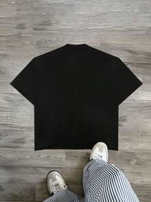 (180g Cotton T-Shirt)  God's Plan   Pattern Print Men's Summer Round Neck Short Sleeved Casual Cotton Print - 黑色 - 查看 2