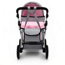 Adjustable Height Baby Stroller In Grey/Pink For Dolls, Suitable Reborn Baby Dolls Height 20 Inches And Below, Baby Doll Pram With A Built-In Shopping Basket, With Shoulder Bag, Gift For Kids 3+ - Nhiều màu - Xem 3