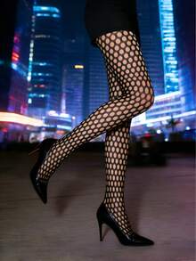 1 đôi tất lưới siêu mỏng kiểu Âu và Mỹ, tất gợi cảm, đa năng dành cho nữ, thích hợp cho các lễ hội âm nhạc, đám cưới, tiệc rock, kỳ nghỉ. - màu đen - Xem 2