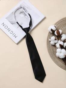 1 chiếc cà vạt nữ màu đen cổ điển có thể điều chỉnh, phù hợp cho đồng phục học sinh, các dịp lễ, tiệc tùng, biểu diễn. - màu đen - Xem 1