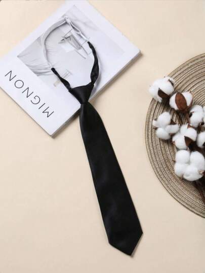 1pc Women's Classic Black School Uniform Adjustable Tie, Suitable For Holidays, Parties, Performances