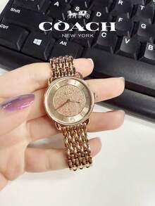 Coach ELLIOT Series Women's Watch, Rose Gold Tone Case Rose Gold Stainless Steel Band Gold Sand Dial - 玫瑰金 - 查看 7