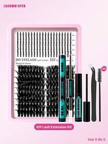 DIY Spiky Lash Clusters D Curl Mixed Length 9–16mm, Wispy Individual Lashes, Natural Volume False Eyelashes - Multicolor - View 9