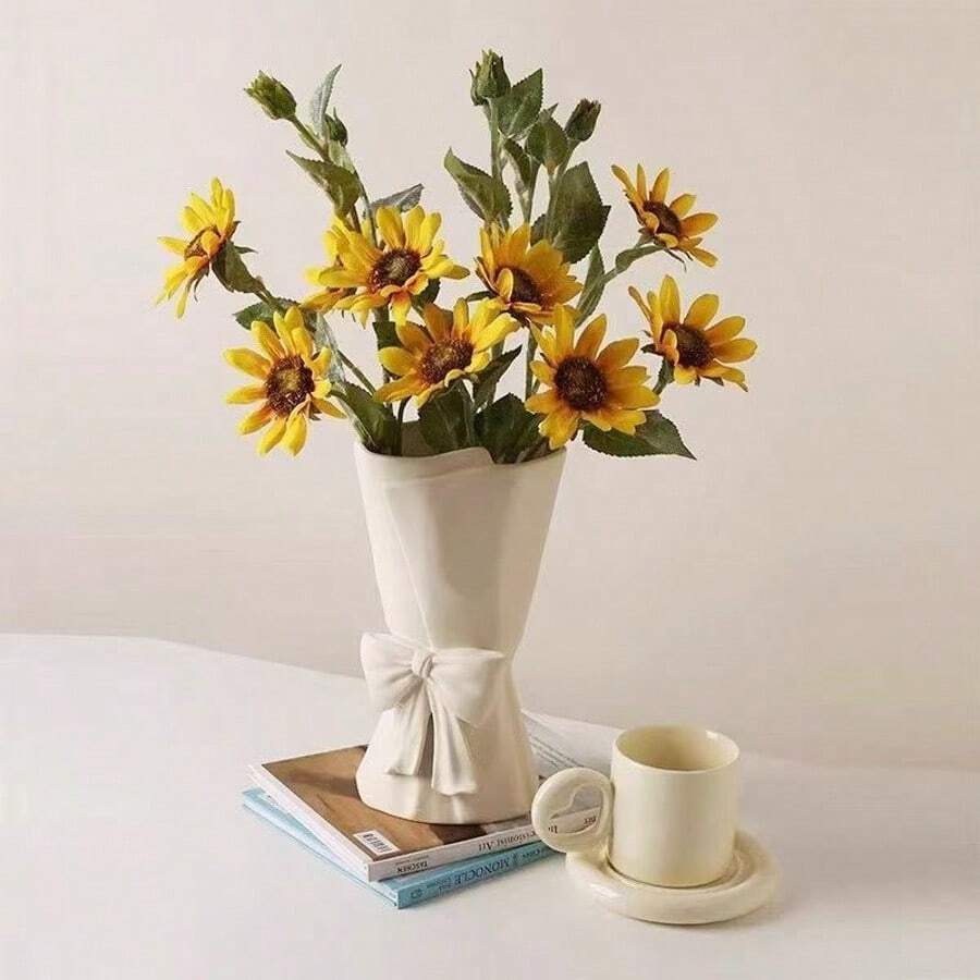 Minimalist Ins Style Ceramic Vase Decor For Hydroponic Fresh Flowers And Lucky Bamboo, High-End Living Room Desktop Ornament - Vase - View 1