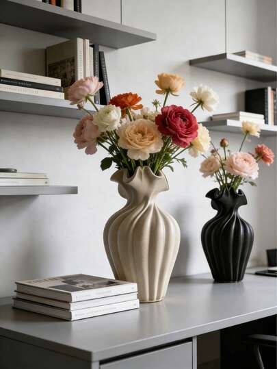 Matte Sculpture Vase, Modern Decorative Floor/Tabletop Vase, Minimalist Nordic Style Home Decor, Elegant Living Room And Dining Table Centerpiece, Wedding And Christmas Decoration, Gift For Her, Girlfriend, Women Winter Gift