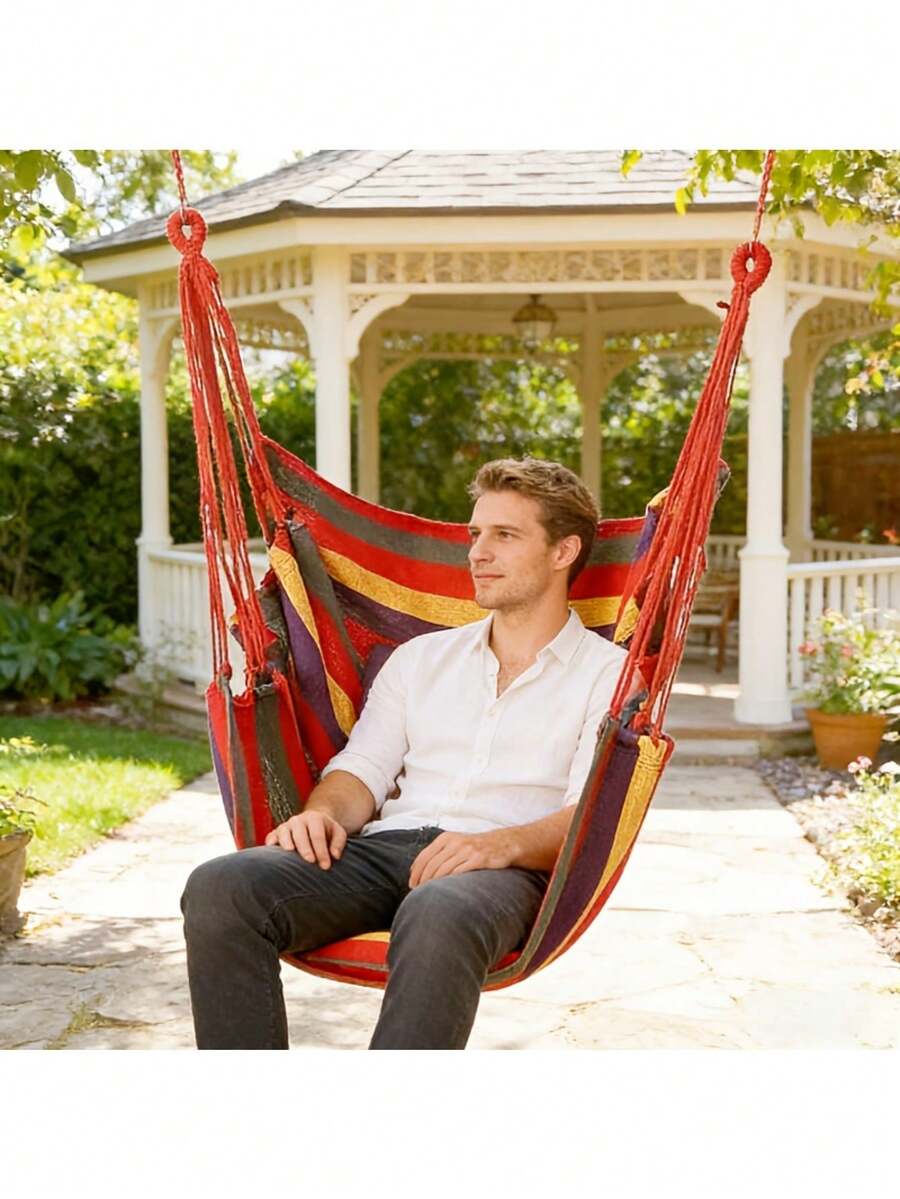 Chaise suspendue de Gazebo de patio confortable et durable, fauteuil à bascule de loisirs de parc, hamac de détente d'extérieur, convient pour le patio, le gazebo, le parc et les espaces extérieurs, fauteuil à bascule avec sac de rangement inclus - Multicolore - Voir 1