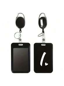 Black ID Card Holder With Black Retractable Reel Clip, White Heart & Letter A-Z Print, Anti-Theft Card Holder, Black Thumb Slot Hard Plastic Card Holder, Expandable ID Card Holder, Medical Insurance Card Protector, Waterproof Medical/Social Security Card Protector, Transit Card Holder, Meal Card Storage, Portable, Daily Essential, Perfect Gift And Souvenir For Holidays, Birthdays, Parties, Valentine's Day And New Year - Multicolor - View 33