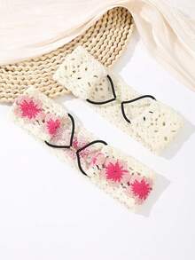 1件手工钩编发带，镂空编织发饰，波西米亚风甜美日常及假日造型夏季沙滩发带 - 彩色 - 查看 10