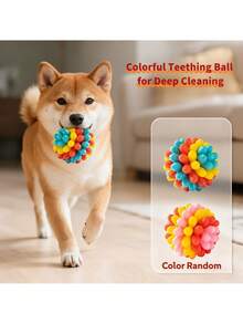 Durable Chew Toy For Dogs - Made Of TPR Material, Vibrant Colors, Designed For Canines As A Chewing And Teeth-Cleaning Toy. Soft Training Ball Suitable For Strong Chewing Dog Breeds, Helps Relieve Boredom And Destructive Chewing Behavior, Battery-Free Pet Toy. - Multicolor - View 13