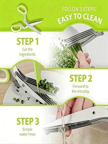 Stainless Steel Kitchen Scissors - Multi-Functional Scallion & Herb Knife For Grilling And Indoor Cooking, Also Suitable For Paper Cutting - Durable, Comes With Protective Case And Integrated Cleaner, Seasoning Processing Tool, Essential Kitchen Accessory, Random Style - Multicolor - View 5