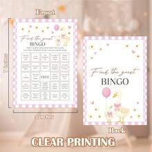 Jeu de bingo oie rose, convient pour 50 invités, révélation du , cartes et décorations pour baby shower - A - Voir 6