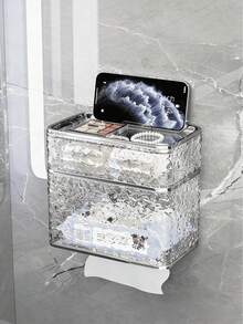 Bathroom Tissue Box, Luxury Wall-Mounted Toilet Paper Holder, Toilet Paper Box, Roll Paper Box, Tissue Box For Home Use - Double Layer - View 1