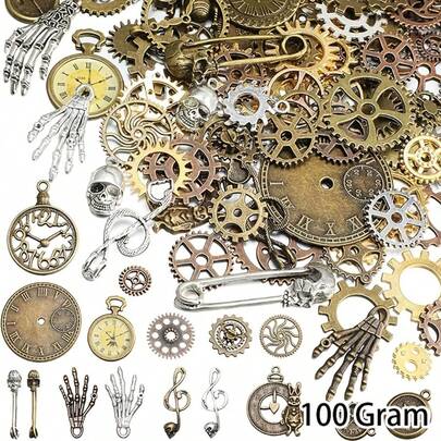 70克复古蒸汽朋克齿轮，DIY混合蒸汽朋克配件，混合青铜合金吊坠，适用于工艺品和珠宝制作