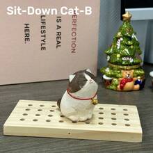 Handmade Wooden Cat Figurines | Hand-Painted Carved Cat Statues - Cute Home & Office Decor Gifts For Cat Lovers | Perfect BFF Gift - Stretching Cat - View 17