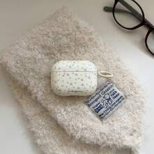 早春蓝色花卉+圆形指环 Pro 3/Pro 2/4/3/2 耳机盒，时尚女士耳机盒，简约风格 - 米白色 - 查看 11