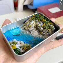 DIY Peninsula Iron Box Miniature Ocean Landscape Handmade Model Seascape Set Material Kit Micro Landscape Decor - Multicolor - View 8