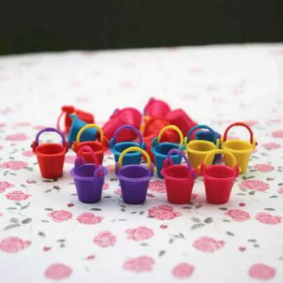 Miniature Beach Buckets Decor Mini Plastic Beach Pail Sandbox Toy For Doll - Handmade Small Water Buckets Model