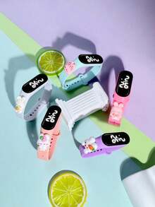 5pcs Children And Teenagers Sports Electronic Watch M3 New LED Touch Screen Cute Carrot Little White Rabbit Strawberry Rabbit Bowknot Rabbit Fashion Versatile Sports Electronic Watch Open School Season Back To School Season Send Surprise Gifts To Classmates And Friends Gift Watch Combination Set - Multicolor - View 5