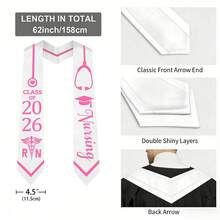 Nursing Graduation Stoles, Class Of 2026 Sash With Medical Caduceus Symbol, Perfect Gift For Future Nurse Graduate, 70 Inch - Pink - View 7