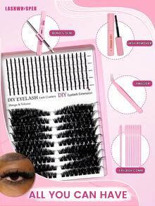 DIY 尖刺睫毛簇 D 卷度混合长度，漫画风格纤细单根睫毛，柔软自然浓密假睫毛 - 彩色 - 查看 8