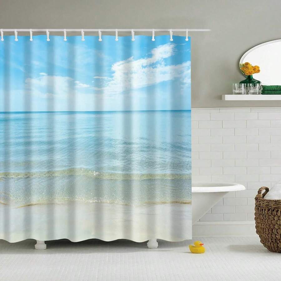 [150x180 CM] Rideau de douche VIKAMA Plage du ciel Rideau occultant 3D imperméable et résistant à la moisissure Décoration de salle de bain - YLB-14 - Voir 1