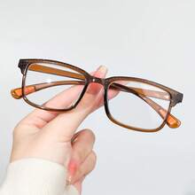 cabecade 4 Pairs Fashionable Minimalist Square Transparent Lens Full Frame Rectangular Reading Glasses For Men And Women - clear - View 9